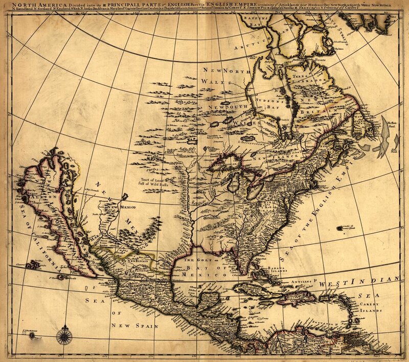 Historic map of North America