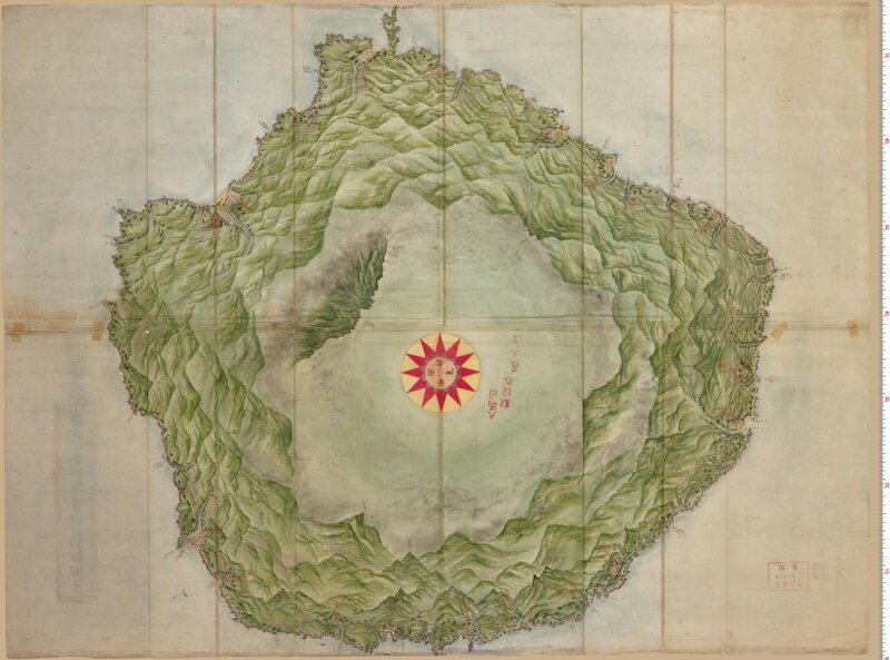 Historic map of volcanic island
