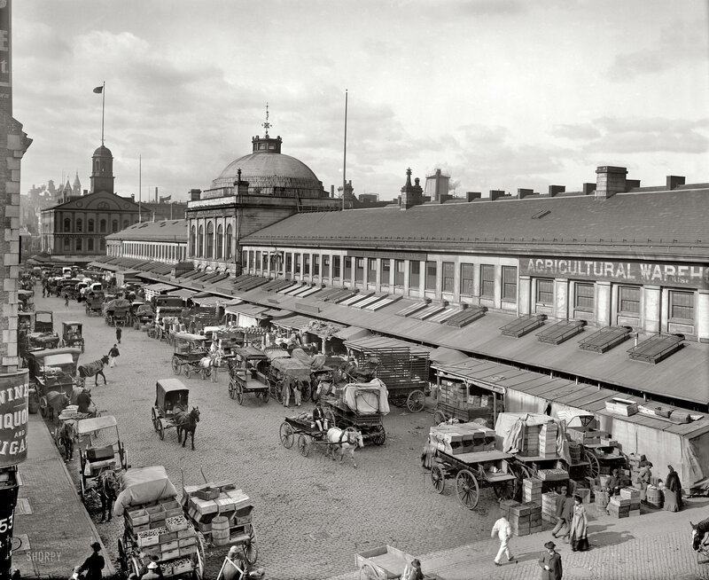 Historic market scene in Boston
