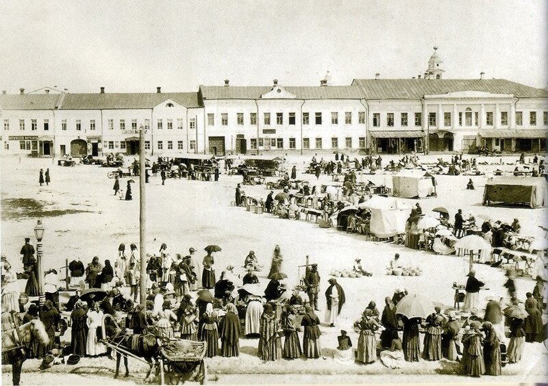 Historic market square scene