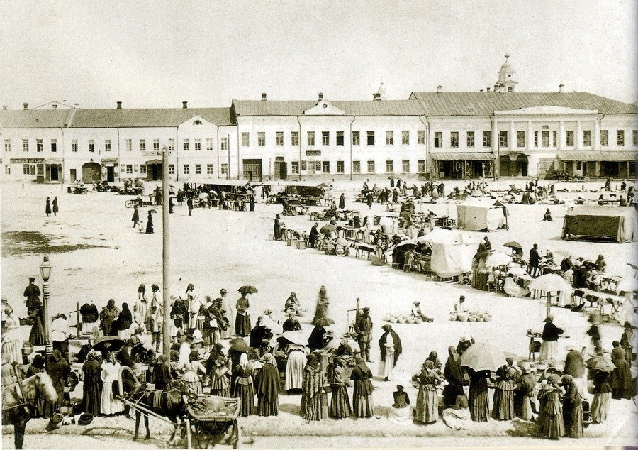 Historic market square scene