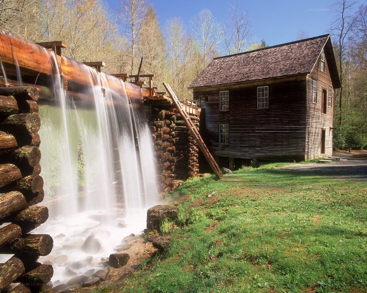 Historic mill with waterwheel