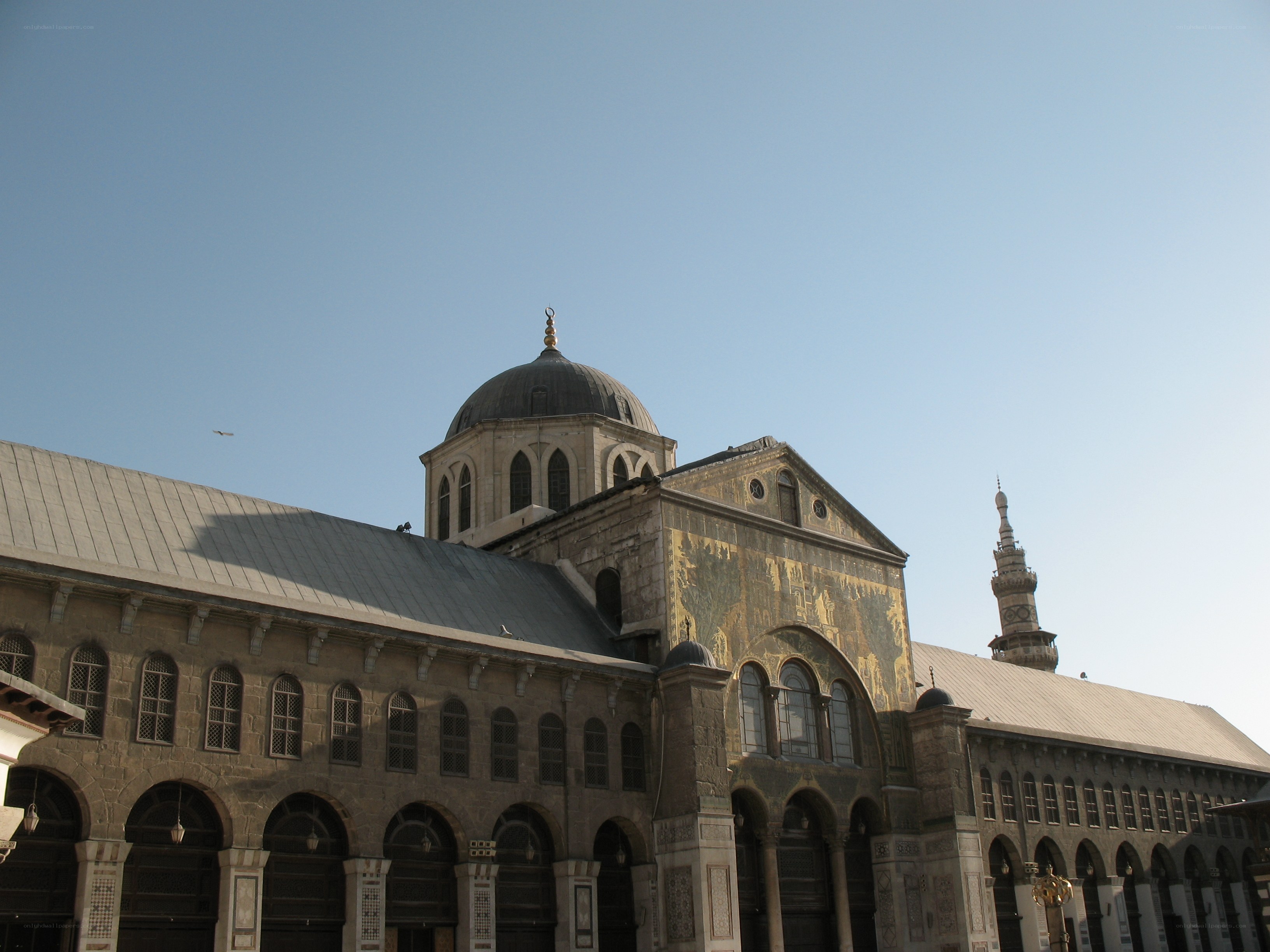 Historic mosque with dome and minaret