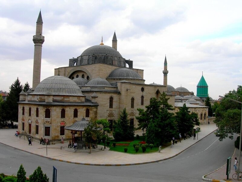 Historic mosque with domes and minarets