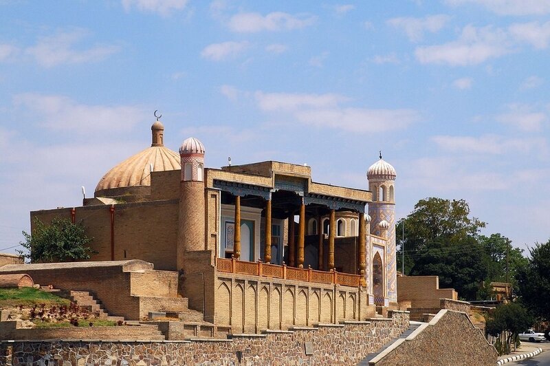 historic mosque with domes and minarets