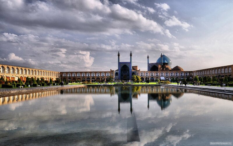 Historic mosque with reflecting pool