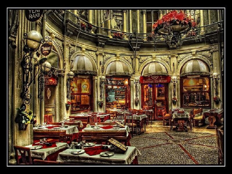 Historic restaurant courtyard