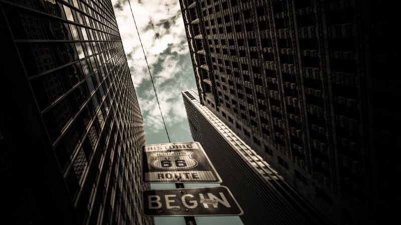 Historic Route 66 sign in Chicago