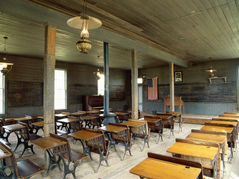 Historic schoolroom interior