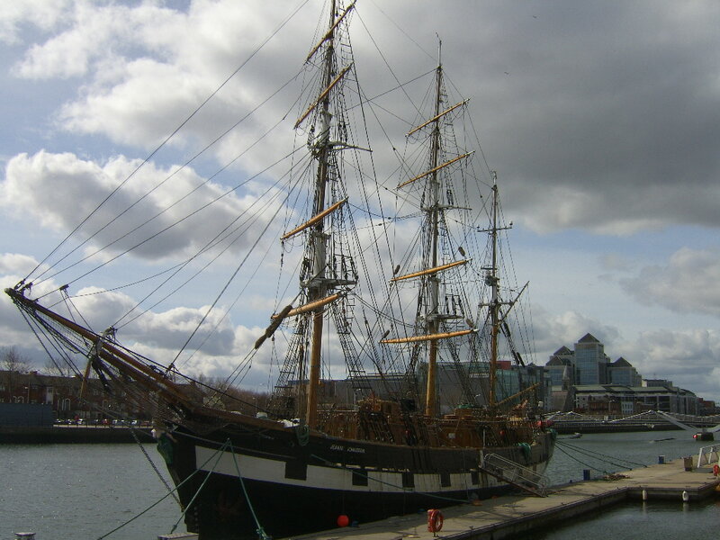 Historic ship docked at harbor