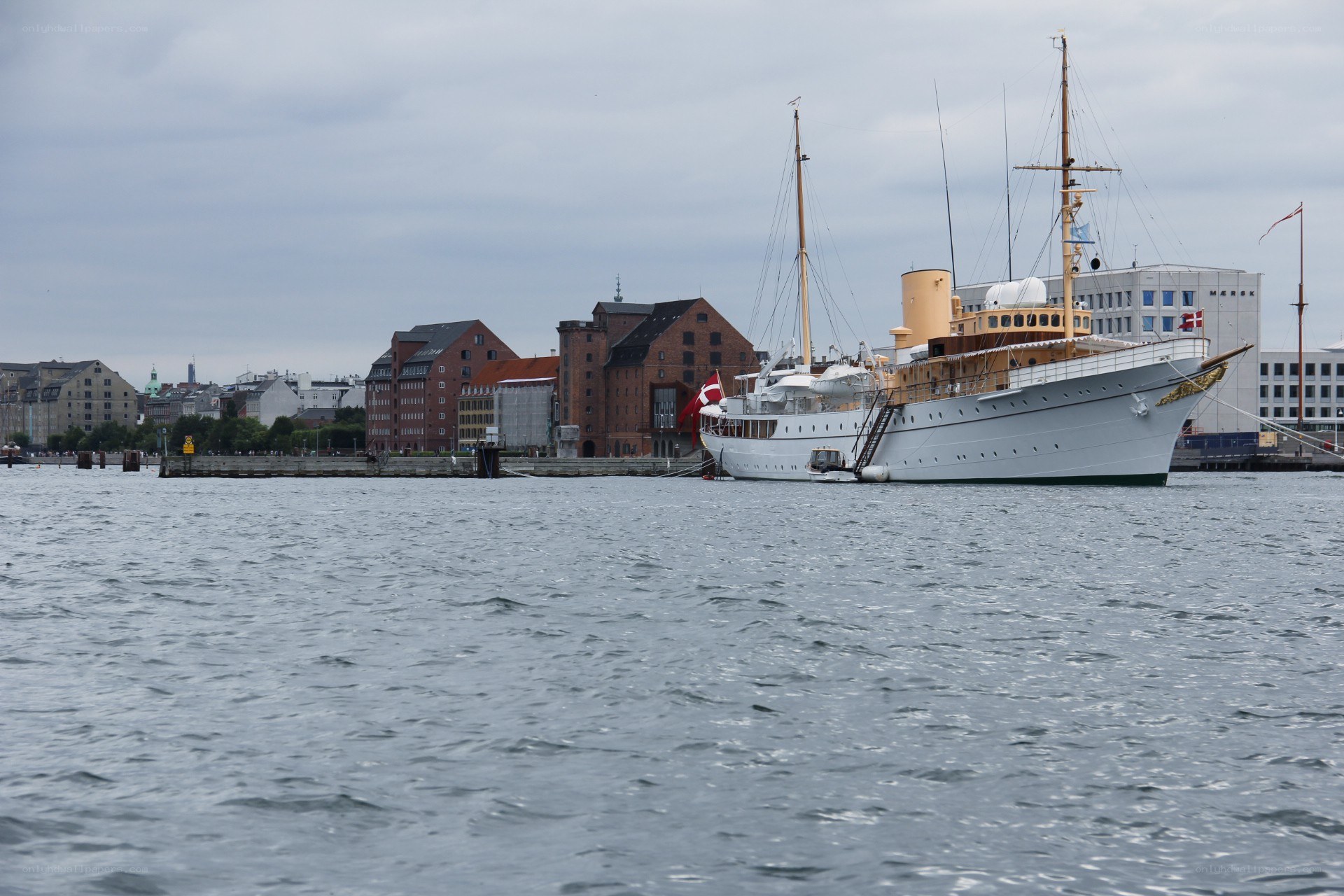 Historic ship docked in harbor