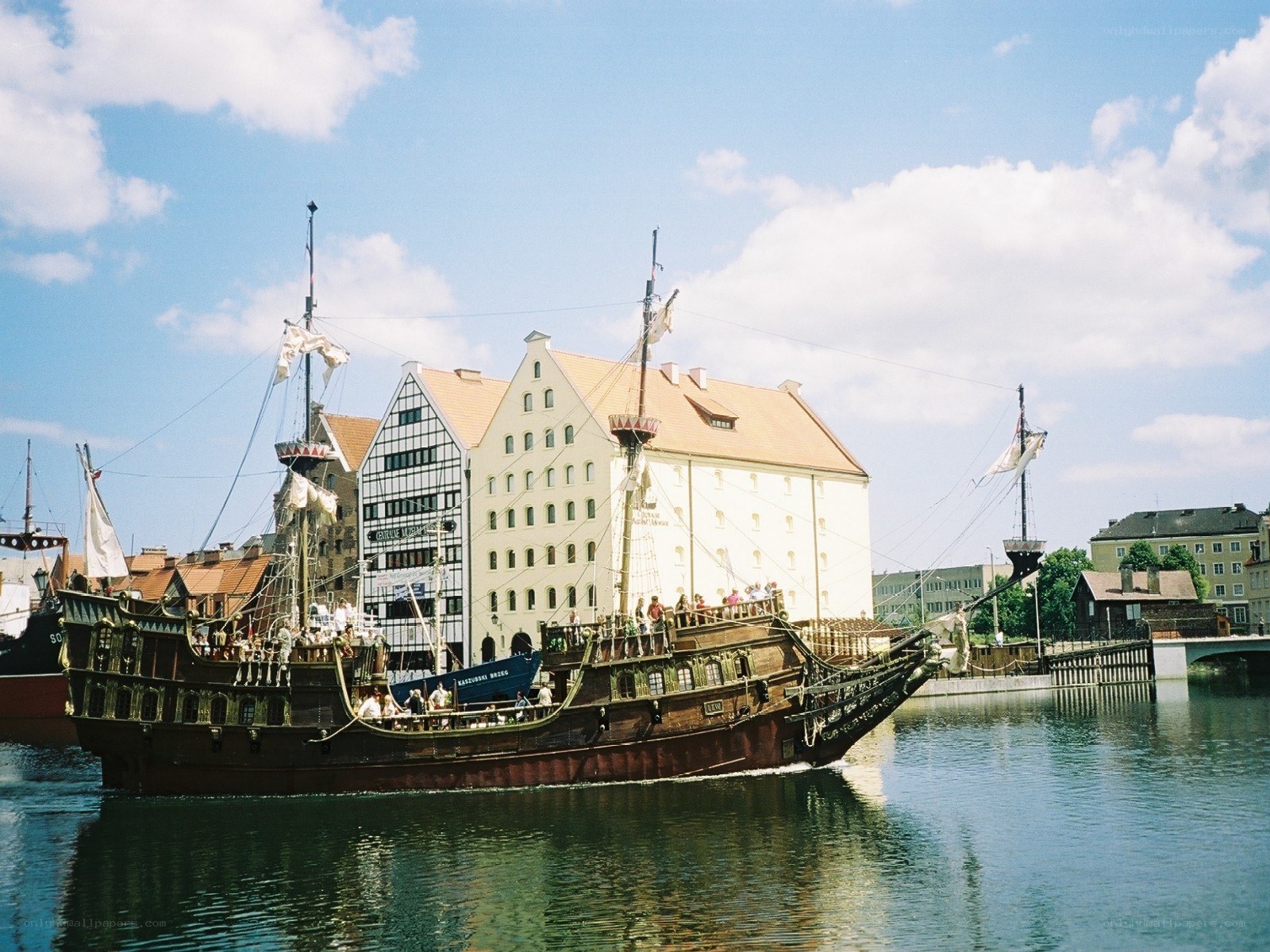 Historic ship in a harbor