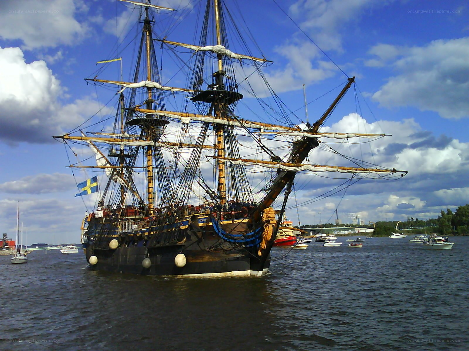 Historic ship in harbor