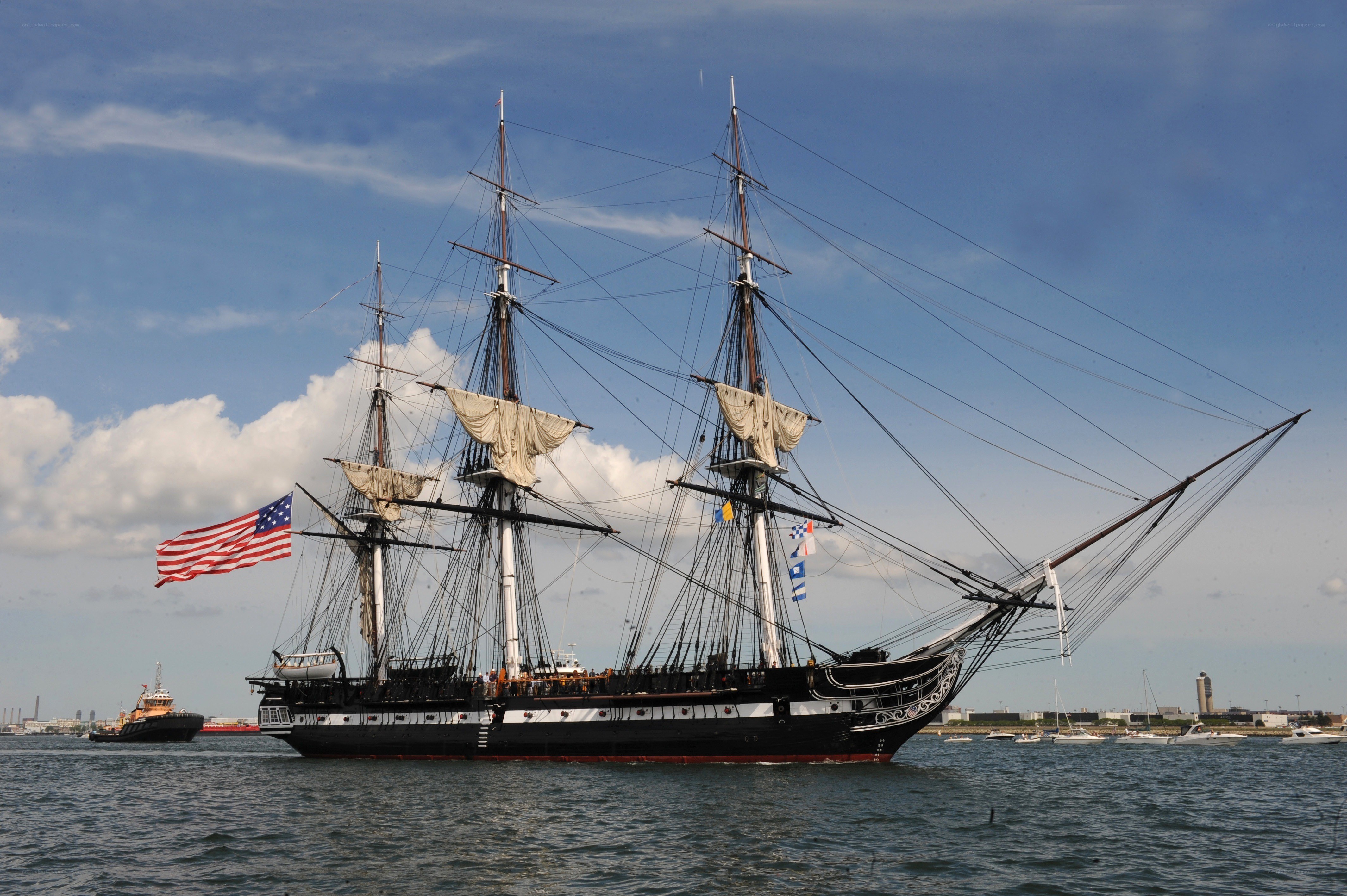 Historic ship in harbor