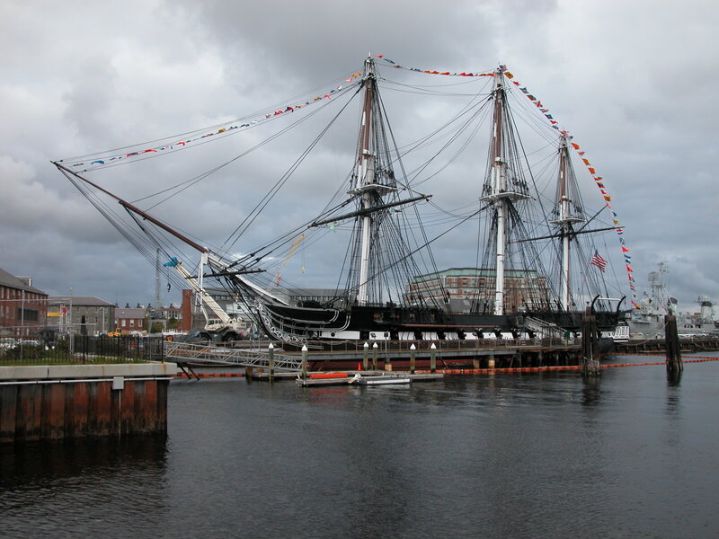 Historic Ship in Harbor — Black