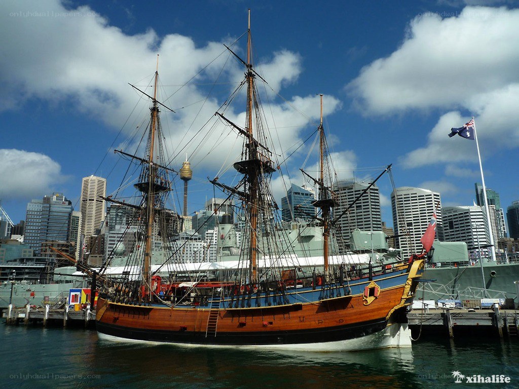 Historic ship in Sydney harbor