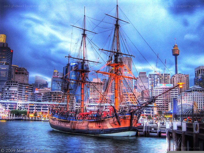 Historic ship in Sydney harbor