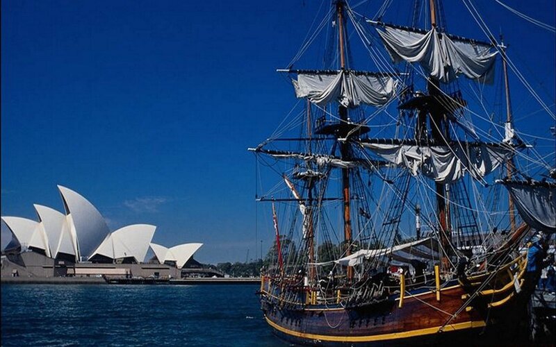 Historic ship near Sydney Opera House