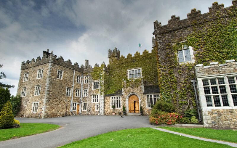 historic stone castle with ivy