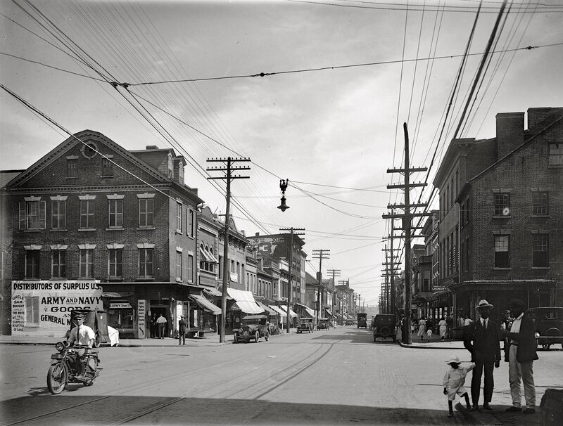 Historic street scene in a city