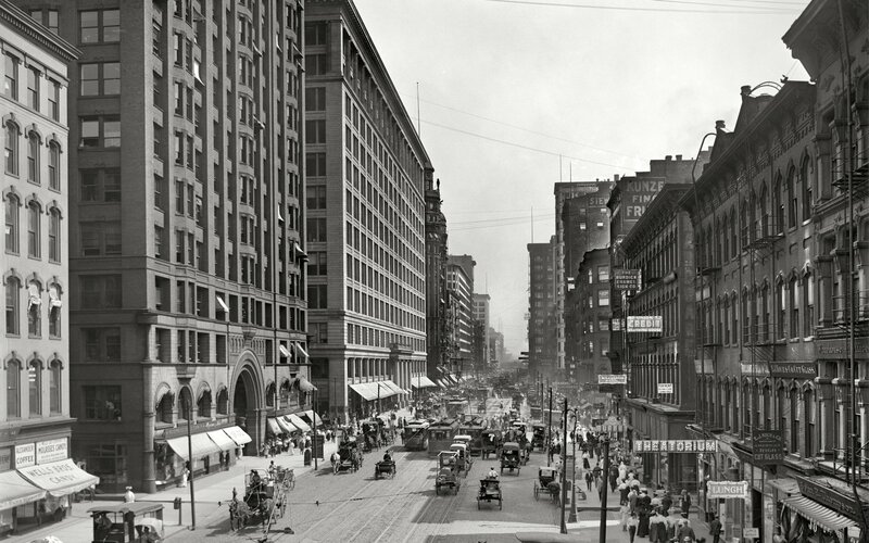 Historic street scene in a city