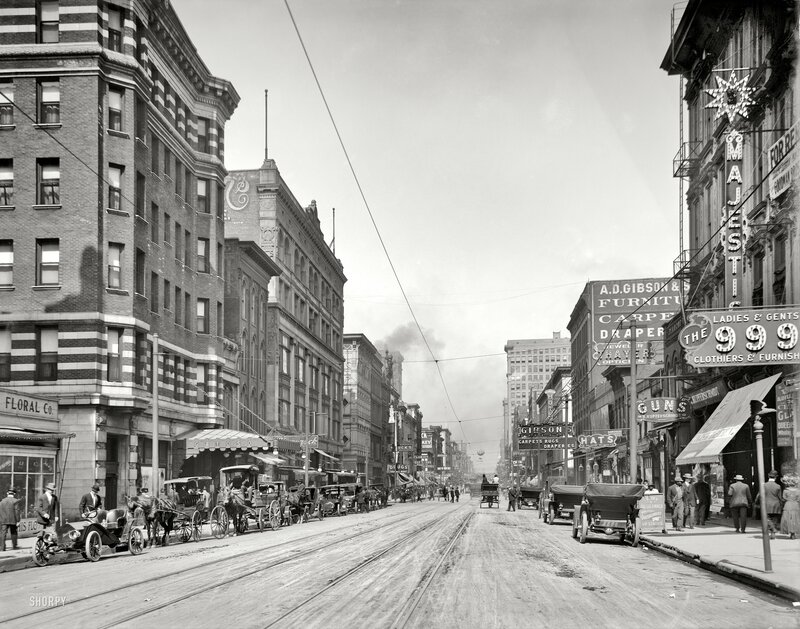 Historic street scene in a city