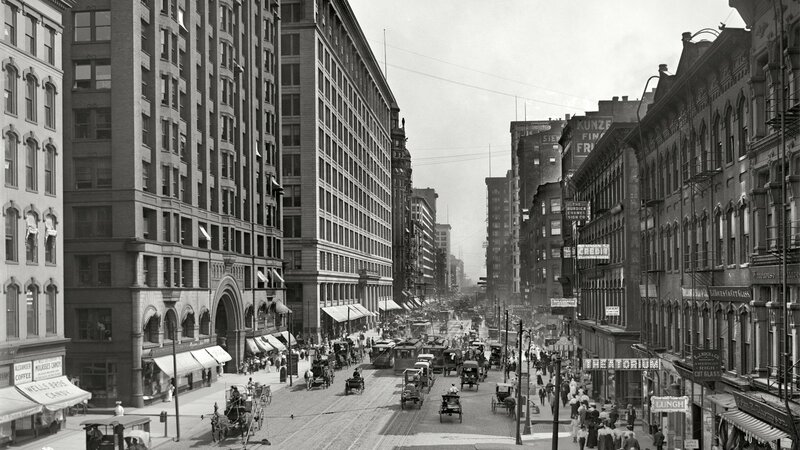 Historic street scene in a city