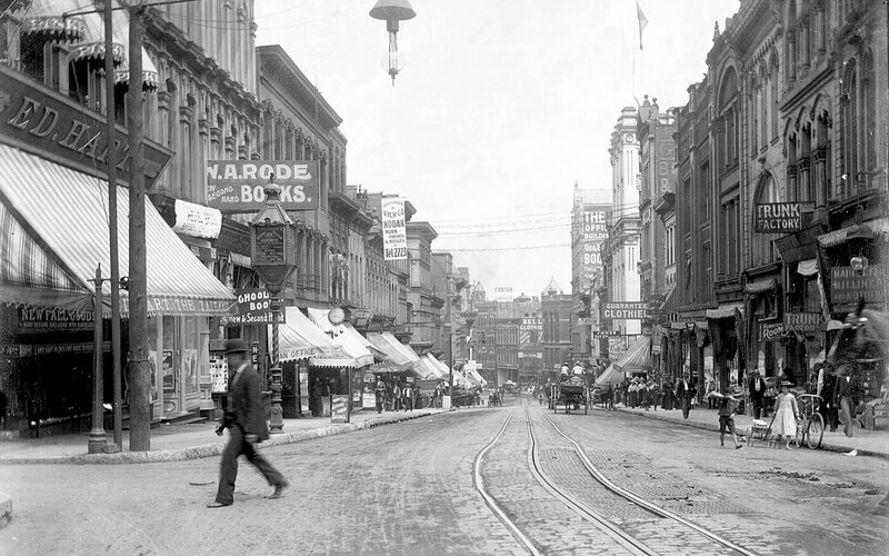 Historic street scene in a city