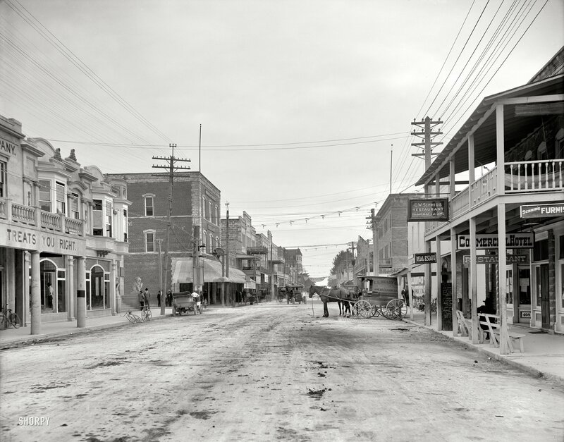 Historic street scene in a small town