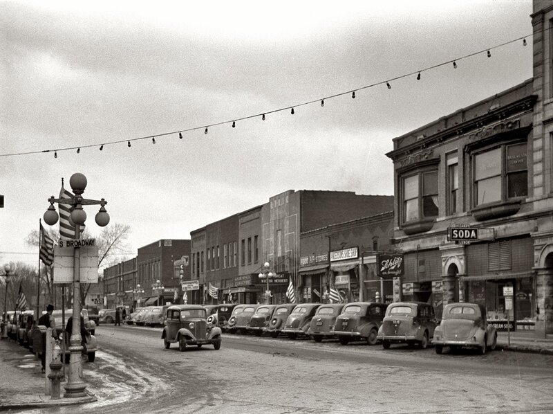 Historic street scene in a small town