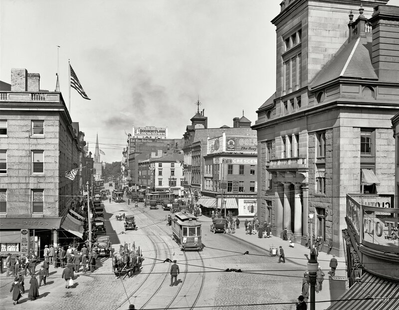 Historic street scene in Portland, Maine