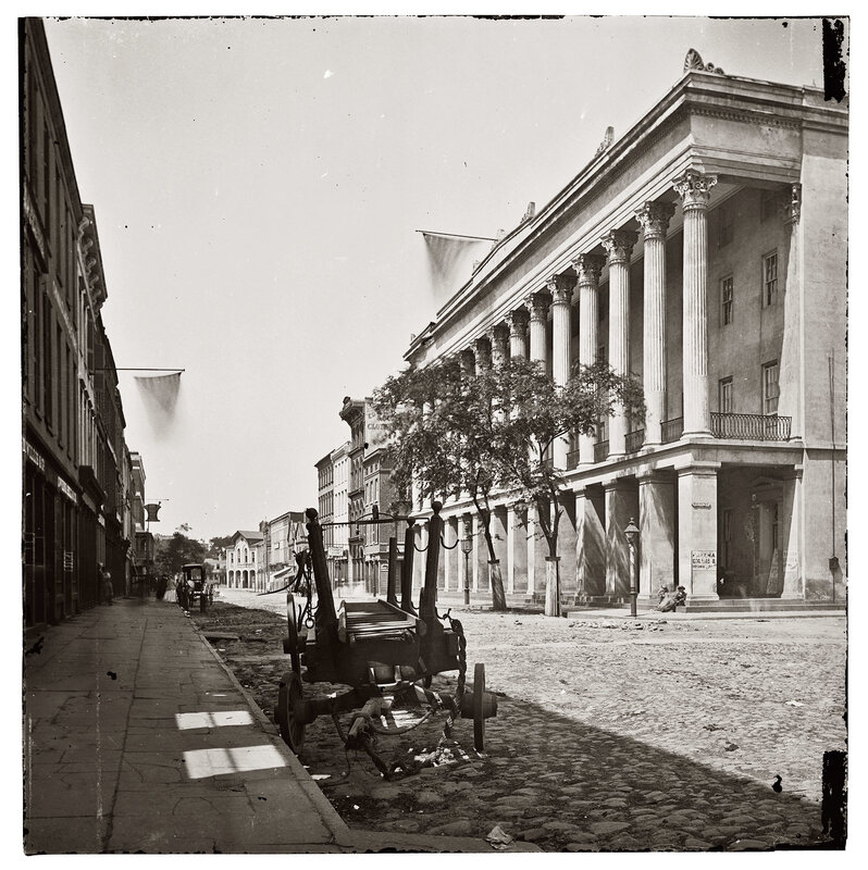 Historic street scene with fire engine