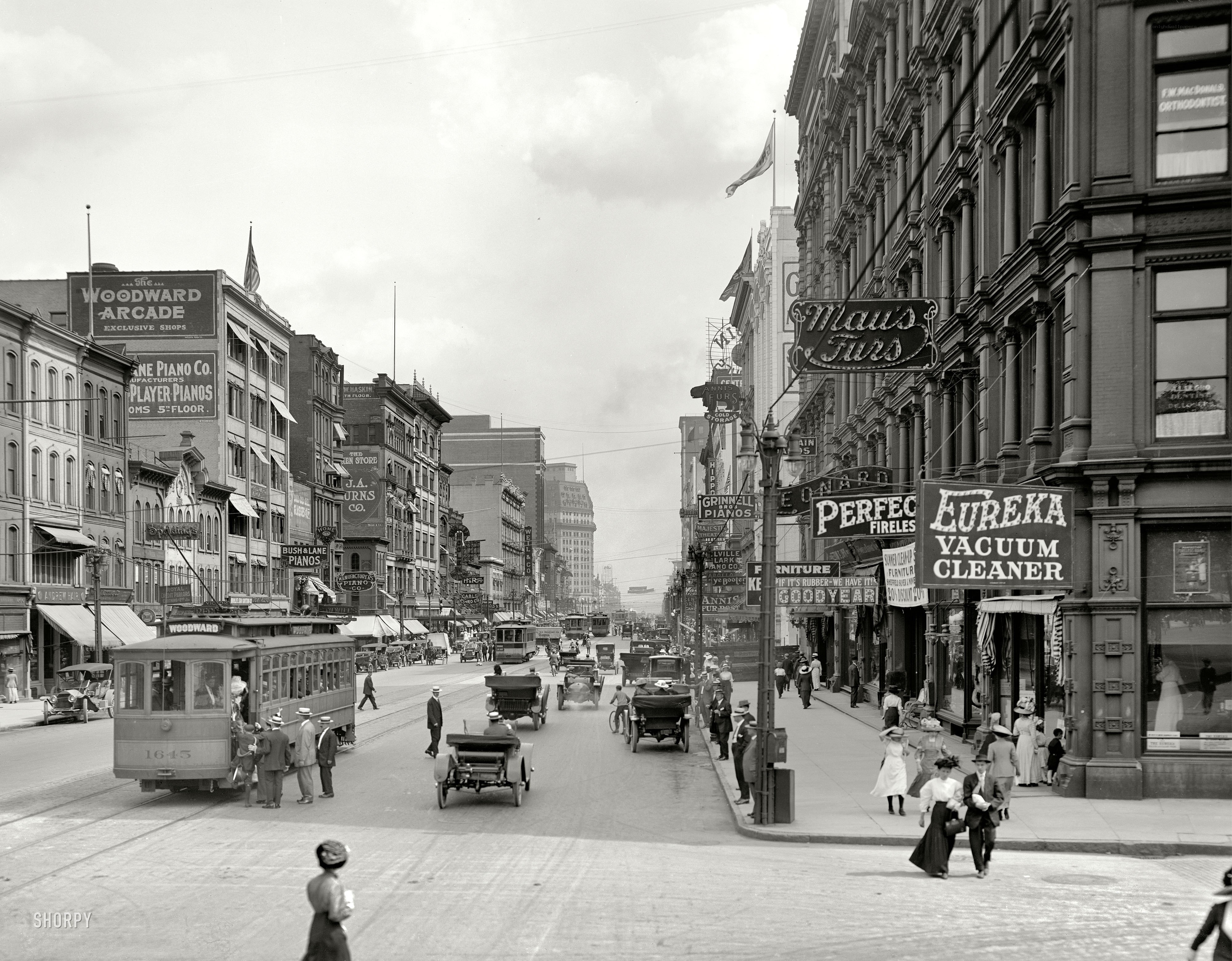 Historic street scene with trolley