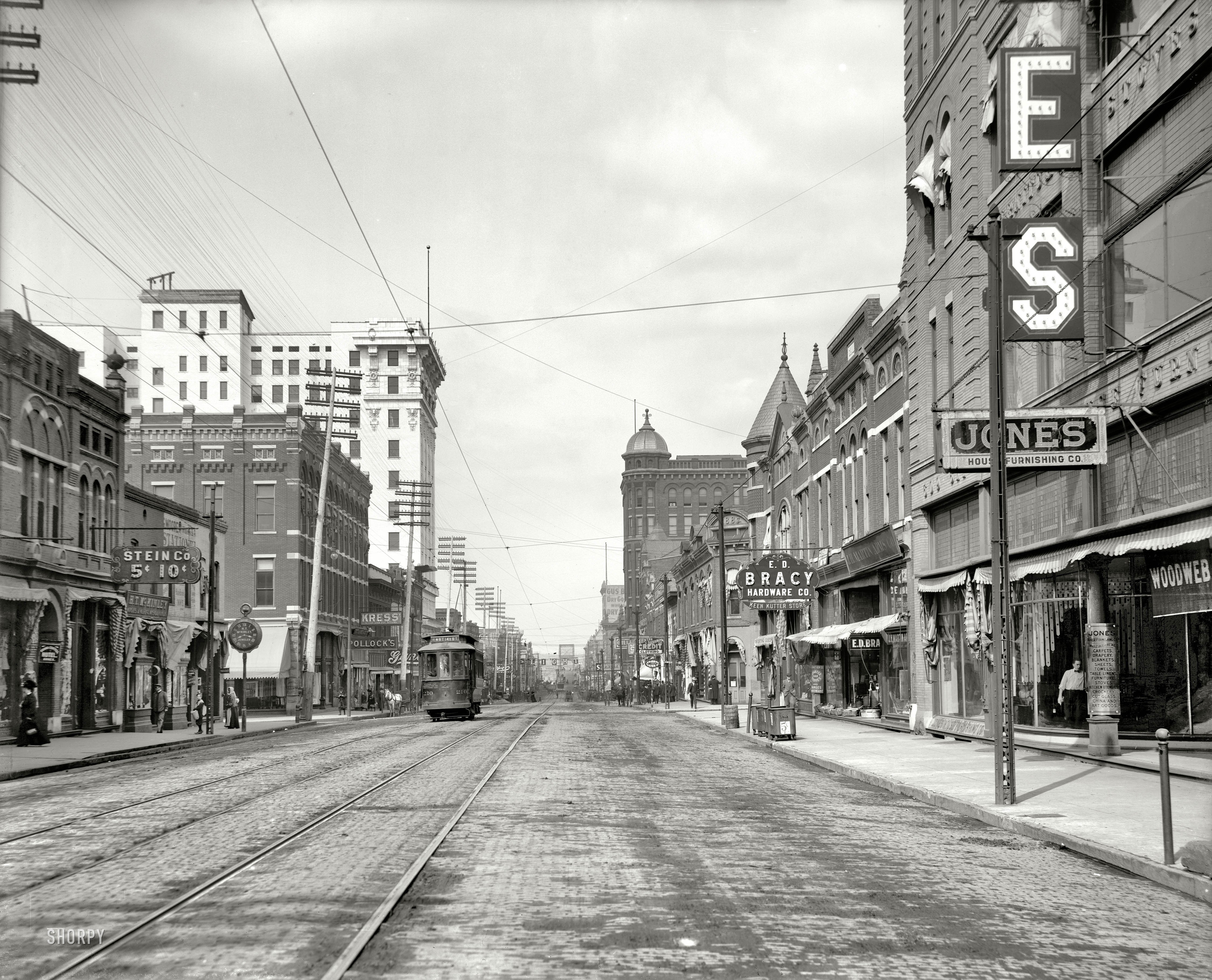 Historic street scene with trolley