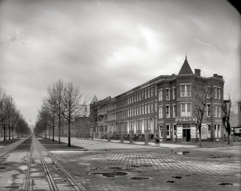 Historic street view with Capitol in distance