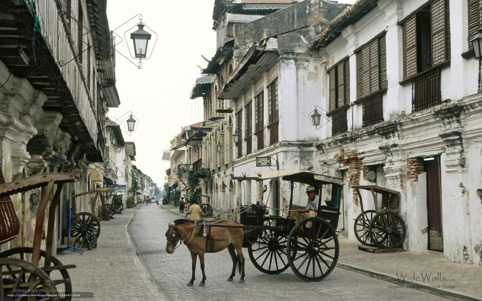 Historic street with horse-drawn carriage