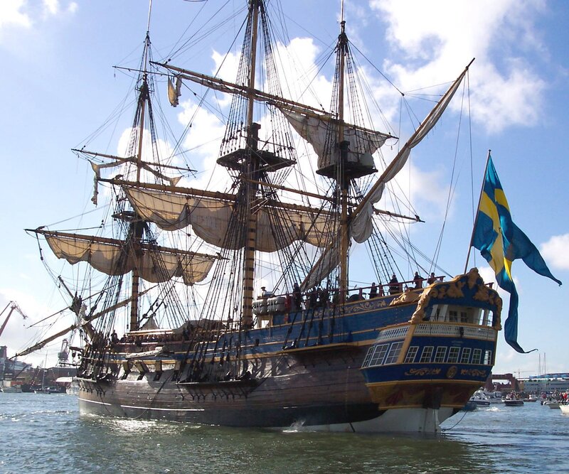 Historic Swedish ship in harbor