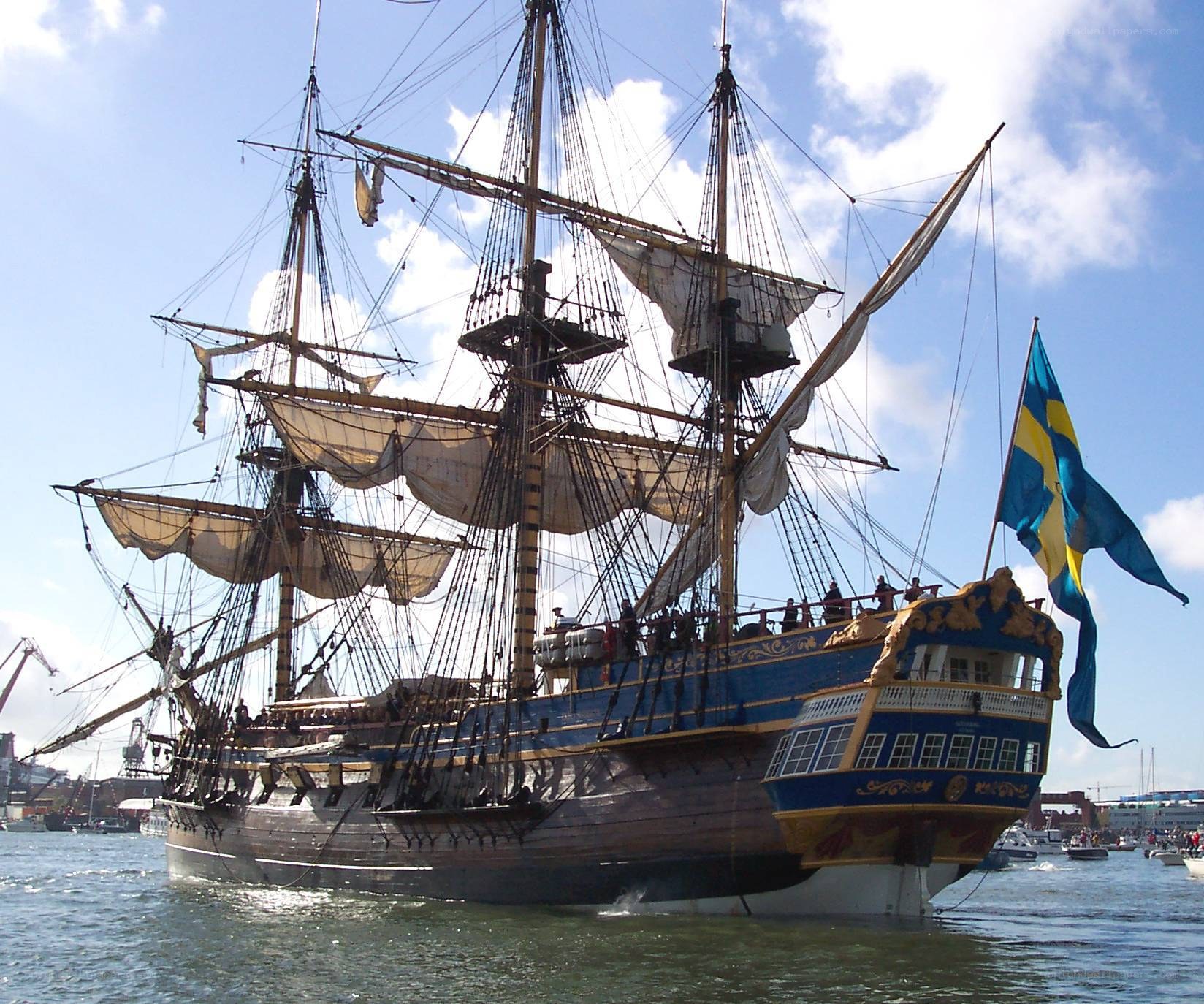 Historic Swedish ship in harbor