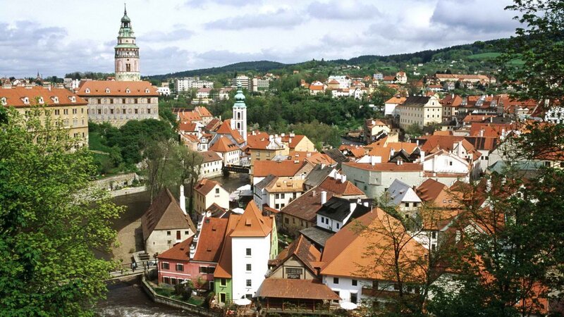 historic town with castle and river