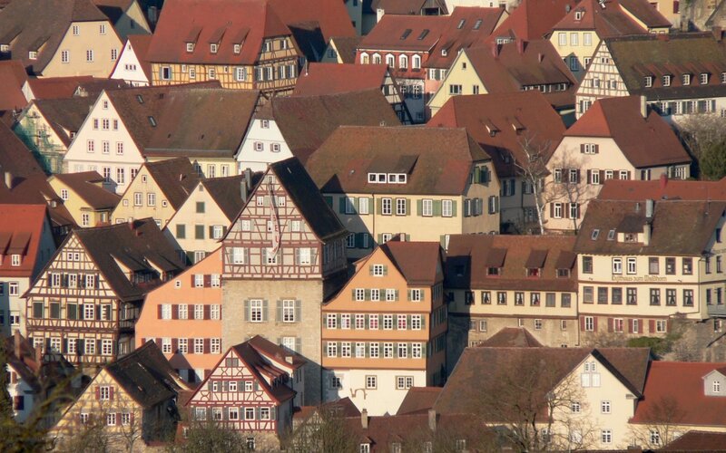 historic town with half-timbered houses