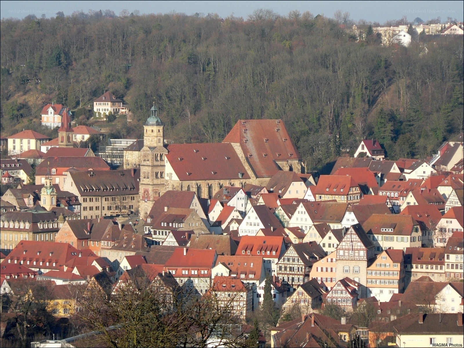historic town with red-roofed buildings