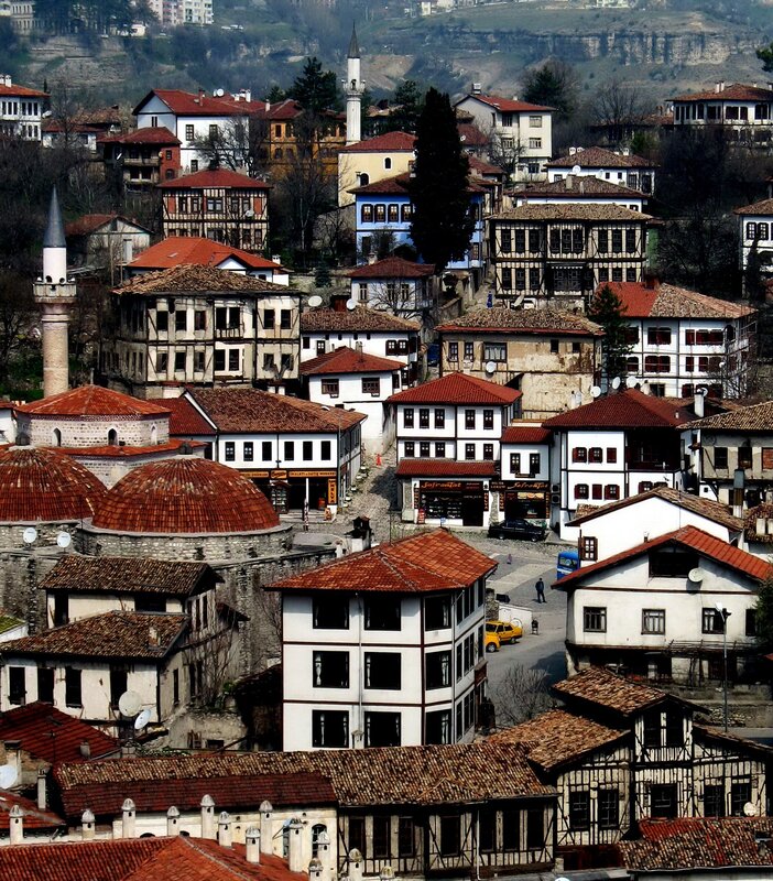 historic town with red roofs