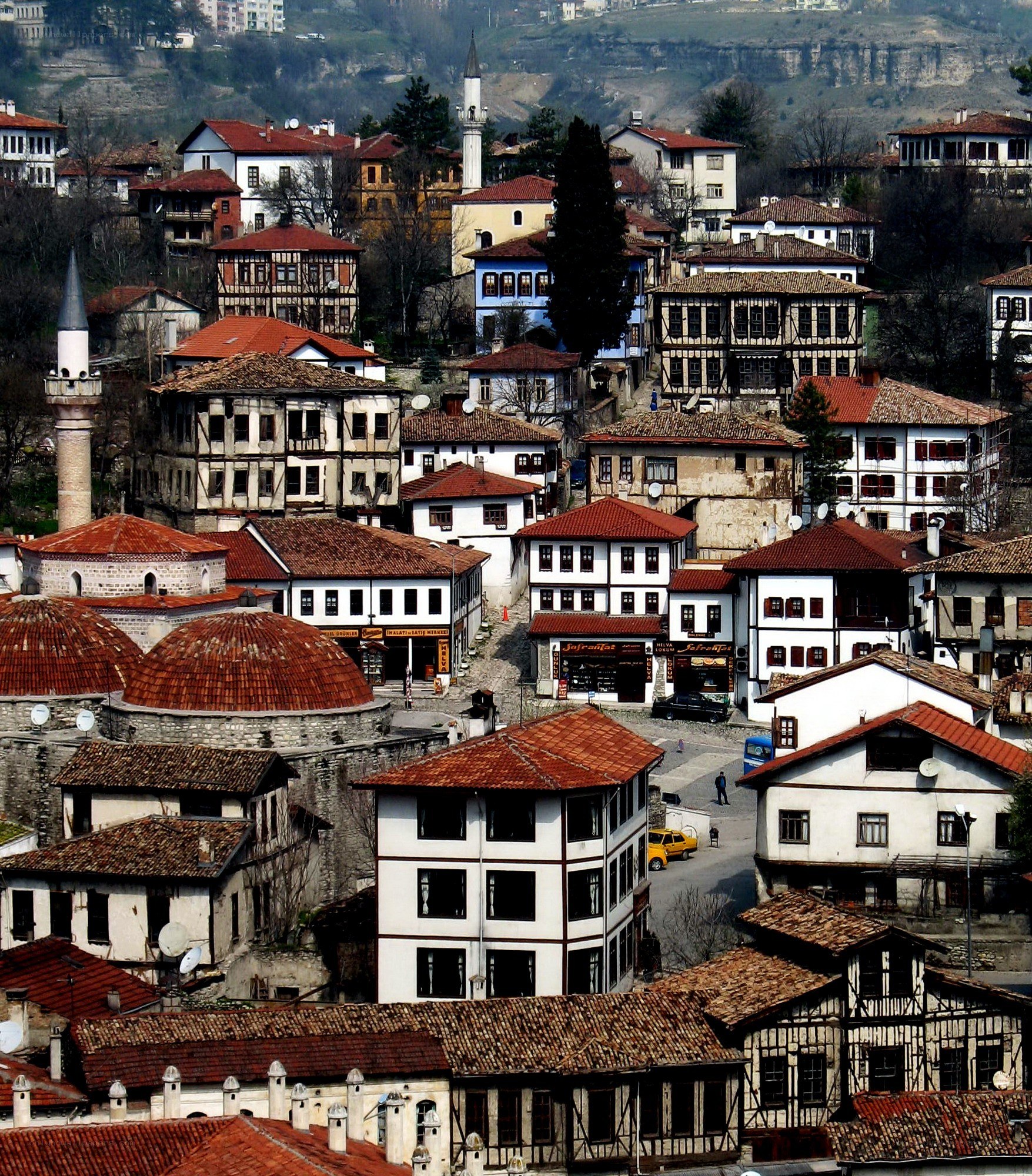historic town with red roofs