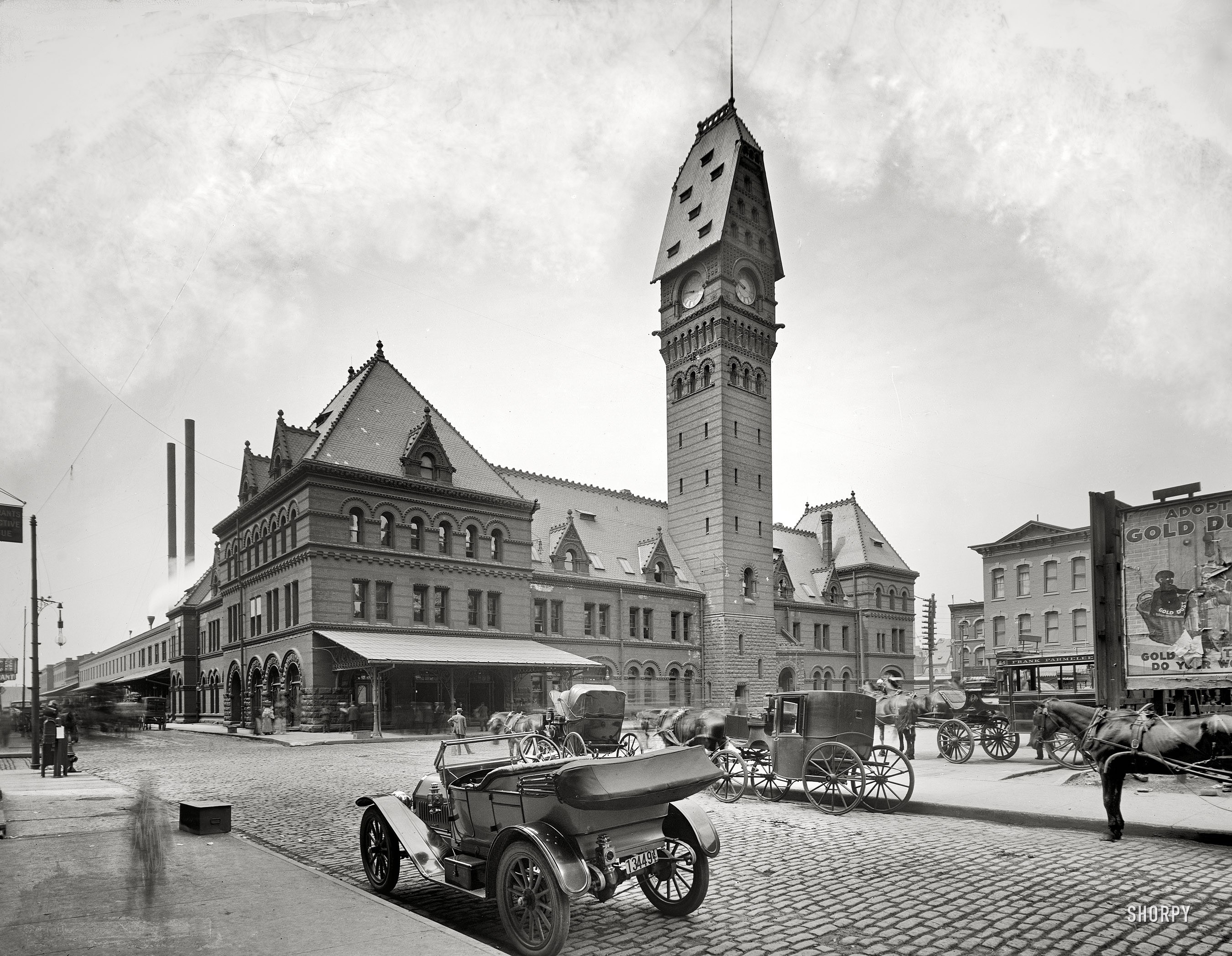 Historic train station with clock tower