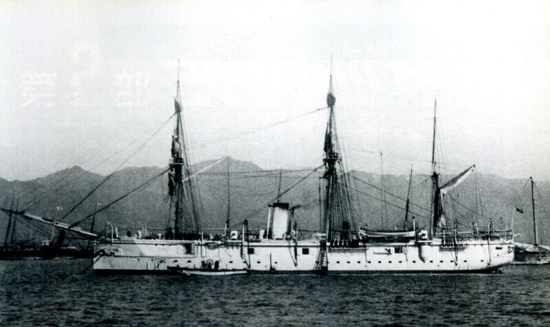 Historic warship in harbor