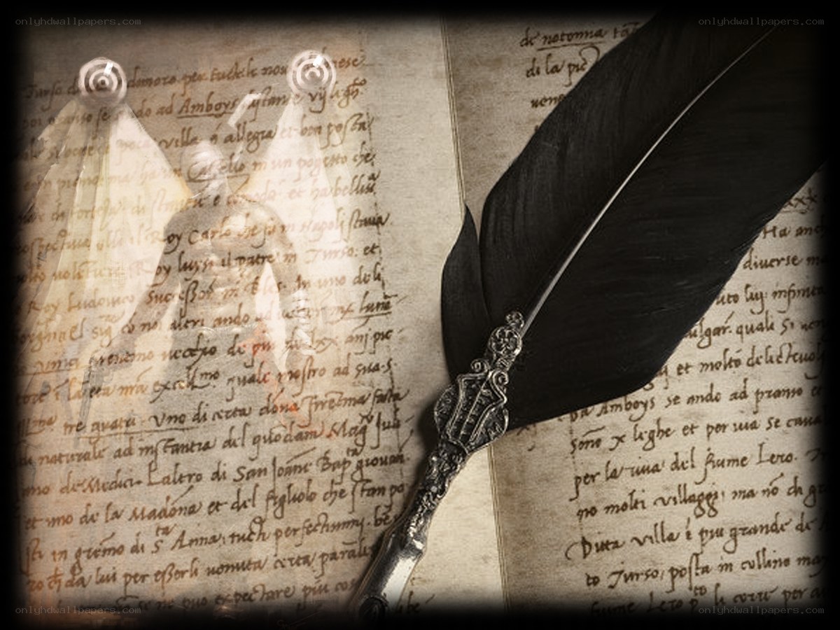 Historical document with quill pen