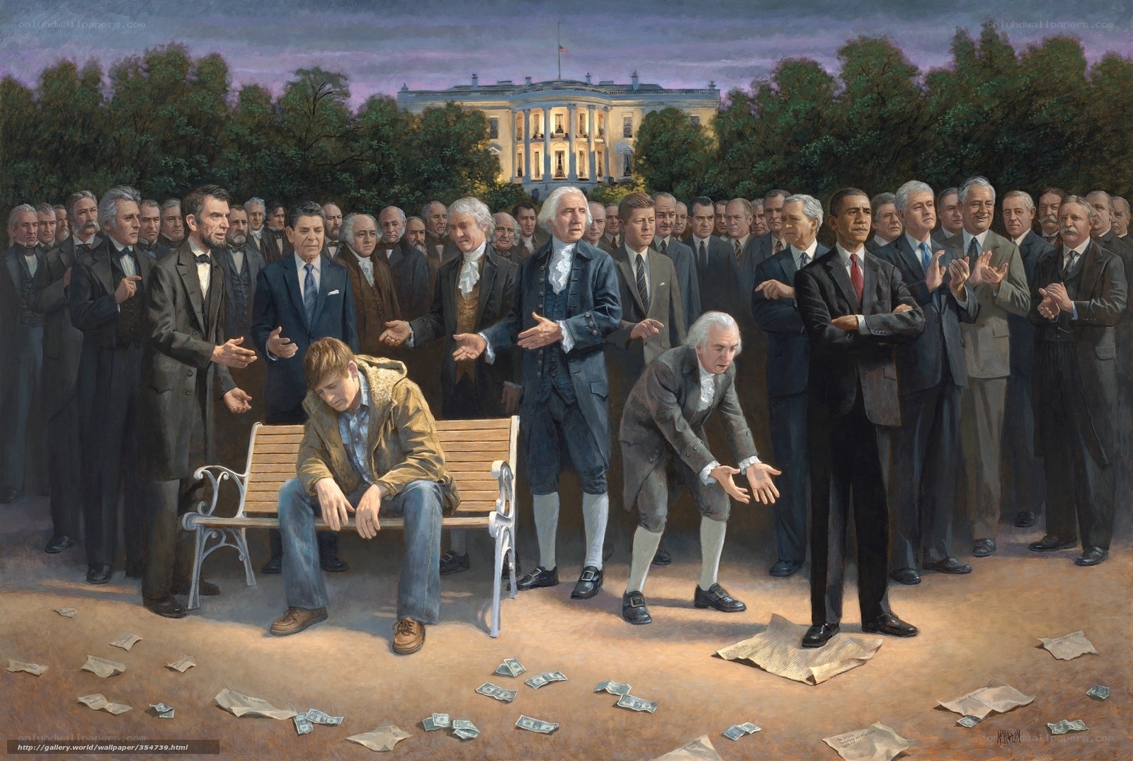 Historical figures gather at White House