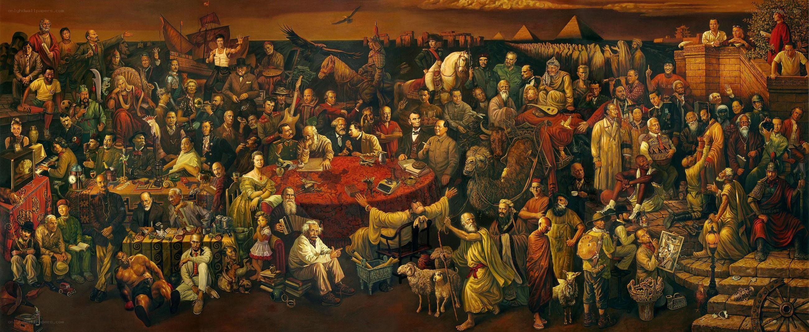 Historical figures gathering