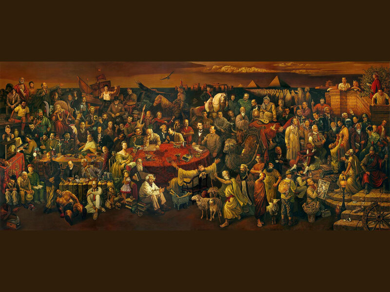 Historical figures gathering