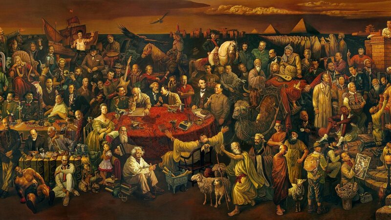 Historical figures gathering